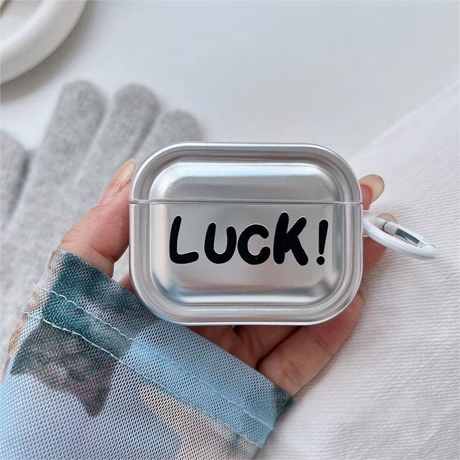 Minimalist style 'luck' letter white circle pendant