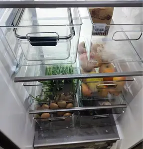 Ensemble de contenants alimentaires pour réfrigérateur Bacs de rangement réutilisables en plastique transparent pour aliments/Vente en gros écologique