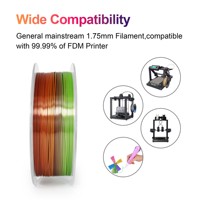 Filament PLA HELLO3D avec texture arc-en-ciel soyeuse, couleurs arc-en-ciel, sans enchevêtrement, facile à imprimer, 1 kg/rouleau, 330 m de longueur