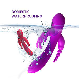 Mainan Seks untuk Wanita 12 Getaran Dapat Diisi Ulang Stimulator Klitoris Tiga Kepala <span class=keywords><strong>Vibrator</strong></span> Manik-manik Anal Kelinci - Product Image 2