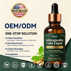 Ashwagandha Calm Liquid Dietary <b>Supplement</b> 5% Standardized Withanolides <b>Herbal</b> Drops OEM Private Label - Product Image 1