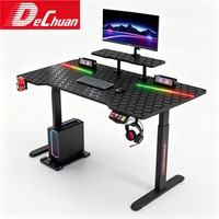 Table de jeu robuste à hauteur réglable avec support pour écran, éclairage RGB, contrôleur et crochet