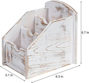 VERGOODR Organizador <span class=keywords><strong>de</strong></span> Escritorio Portátil <span class=keywords><strong>de</strong></span> Madera Rústica con 3 Ranuras para Controles Remotos, Organizador <span class=keywords><strong>de</strong></span> Suministros <span class=keywords><strong>de</strong></span> Oficina, <span class=keywords><strong>Caja</strong></span> <span class=keywords><strong>de</strong></span> Almacenamiento para Bolígrafos - Product Image 4