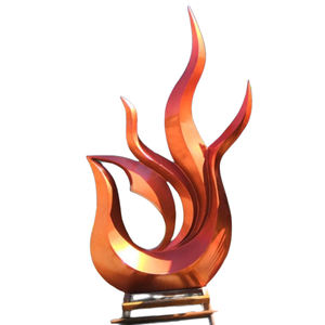 정원 추상 예술 금속 새 조각 작은 붉은 피닉스 동상 - Product Image 2