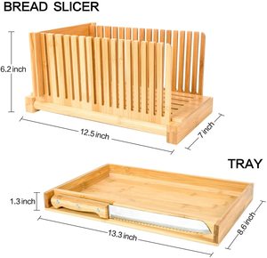 Tabla de cortar pan de madera de bambú ajustable de alta calidad, rebanador de pan con cuchillo y bandeja de migas, fabricación en china - Product Image 2