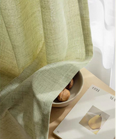 Rideaux transparents en polyester/lin vert de style simple japonais avec garantie de 5 ans pour fenêtre française décoration intérieure salon balcon