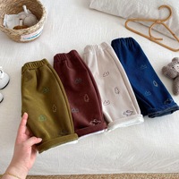 Pantalon pour bébé garçon, mode, brodé, épaissi pour l'hiver, en tissu pelucheux à motif de dessin animé, décontracté, pour enfants de 6 mois à 5 ans