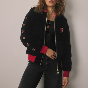 Direct d'usine OEM Streetwear Y2K femmes Patch broderie Logo Bomber veste personnalisée automne hiver lycée université veste - Product Image 1