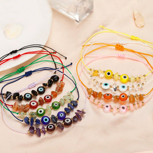 Nuovo Braccialetto di Moda con Perline di Gemme Irregolari e Charm Occhio Turco, Regolabile, Protettivo, per Donne - Product Image 3