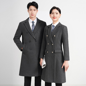 Black <b>Wool</b> Trench Coat For Women Men Autumn Winter 2024 Formal Long Coat Solid Color Medium Thickness Pocket Design - Product Image 4