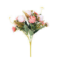 Fleurs artificielles de haute qualité, style européen, bouquet de roses bouclées à 5 têtes, décoration de banquet de mariage, fleurs de rose artificielles