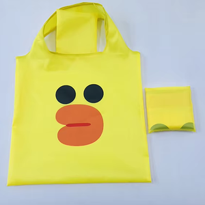 حقيبة حمل قابلة للطي من البوليستر قابلة للطي وصديقا للبيئة قابلة للطي مع نمط كرتون بطة صفراء صغيرة للهدايا للاستخدام اليومي - Product Image 5