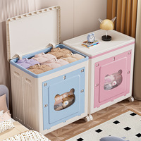 OWNSWING 70L 130L Boîte de rangement pour vêtements de grande capacité avec couvercle rabattable et roulettes, armoire de rangement en plastique pliable