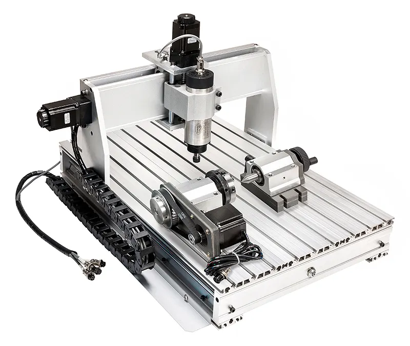 Gold and silver cast iron frame hobby mini desktop table cnc aluminum router kit 6040 4 axis engraving machine