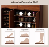 Zapatero de Madera Maciza de Gran Capacidad, Mueble de Almacenamiento para Balcón, Zapatero Económico para la Entrada del Hogar