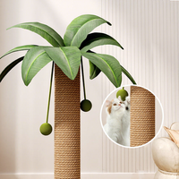 Griffoir pour chat en forme de palmier avec plateau tournant en bois véritable et grande balle en sisal, balles de catnip
