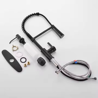 Robinet de cuisine moderne en céramique et acier inoxydable, monocommande avec douchette extractible, eau chaude et froide, finition noire, pour hôtels
