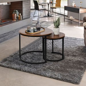 현대 <span class=keywords><strong>nightstand</strong></span> 사이드 엔드 테이블 소박한 다크 브라운 대리석 TV 스탠드 커피 악센트 테이블 세트 2 중첩 커피 테이블 철 발 - Product Image 3