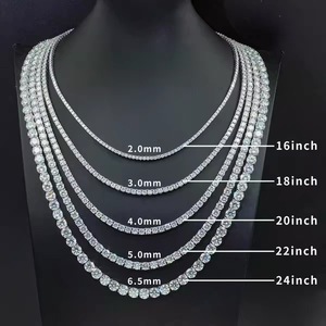 Collier en diamant IGI, couleur D, taille brillant rond, perçage laser, or blanc 10K, diamants de laboratoire, tailles 2-5MM, unisexe, luxe - Product Image 2