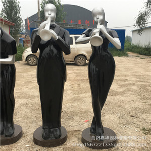 Sculpture abstraite de musicien en fibre de verre, 4 pièces, pour montage au sol extérieur, art figuratif pour parcs, places publiques, rues commerciales, décoration paysagère - Product Image 3