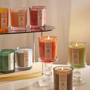 <span class=keywords><strong>Bougeoir</strong></span> en verre de luxe vide unique de 8oz 10oz <span class=keywords><strong>avec</strong></span> couvercles et bocaux à <span class=keywords><strong>bougie</strong></span> d'emballage personnalisé de marque de distributeur personnalisée - Product Image 2