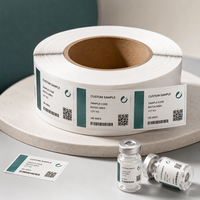 Étiquettes personnalisées en rouleau pour peptides, étiquettes imperméables pour flacons, pour l'emballage d'échantillons en petites bouteilles, service d'impression QR code OEM par lots