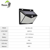Applique murale extérieure pour porte d'entrée, garage, jardin, étanche IP65, 3 modèles, capteur de mouvement sans fil, 208LED