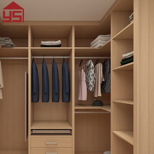 Tailored European Style Light Oak Wood Grain Laminate Walk-in <strong>Wardrobe</strong> <strong>Large</strong> Capacity for Villa - Product Image 4