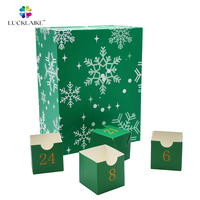 Boîtes de calendrier de l'avent personnalisées vertes 24 jours avec compte à rebours magnétique, emballage en papier cartonné, boîtes mystérieuses pour cadeaux surprise, pour bougies