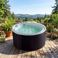Baignoire ronde autoportante moderne en acrylique écologique avec hydromassage et drain pour appartement et villa