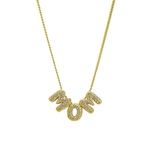 Offre Spéciale exquis mode amour maman lettre collier en laiton plaqué or avec Zircon chaînes à la mode cadeau <span class=keywords><strong>de</strong></span> fête des mères - Product Image 6
