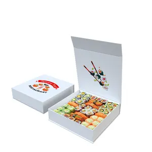 Wholesale Luxury Custom Food Sushi Takeaway Magnetic Sushi Togo Container Box Foldable Premium Sushi Takeaway Packaging Box