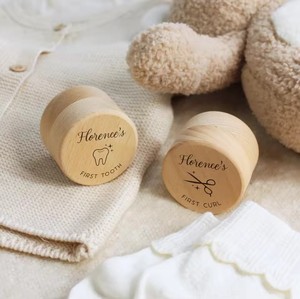 Custom Engraved Round Wooden <strong>DIY</strong> Baby <strong>Keepsake</strong> Box-High Quality Eco-Friendly Newborn Storage Case for Birthday Gifts - Product Image 5