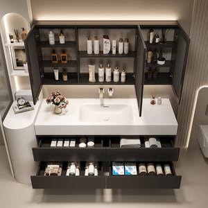 Ensemble de salle de bain avec <span class=keywords><strong>meuble</strong></span> vasque, <span class=keywords><strong>meuble</strong></span> de salle de bain de luxe et compartiments de rangement - Product Image 6