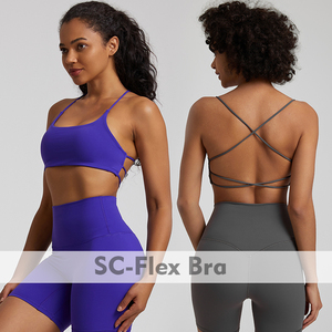 Super Cloud Scoop Neck Bra Women Cross Back Backless Yoga Sport Bras Padded Workout Top - Product Image 1