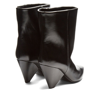 Bottines en cuir <span class=keywords><strong>noir</strong></span> pour femmes, bout pointu, talon compensé, style western, bottines habillées - Product Image 3