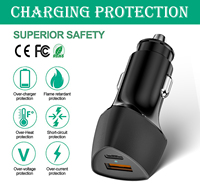 Chargeur de voiture à charge rapide 51W QC PD3.0 double port avec protection OTP, adaptateur allume-cigare Type C ignifuge en PC pour appareils mobiles
