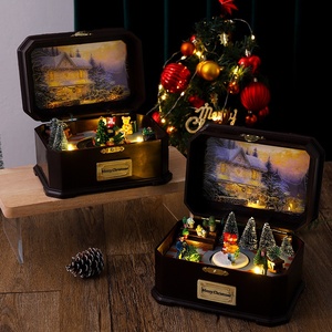 Décorations de sapin de Noël modernes Ornements de <span class=keywords><strong>boîte</strong></span> <span class=keywords><strong>à</strong></span> <span class=keywords><strong>musique</strong></span> Présentoir de fenêtre de Noël rotatif lumineux pour affichage d'usine - Product Image 3