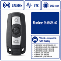 Clé télécommande pour BMW, 3 boutons, 315 MHz, 433 MHz, 868 MHz, système CAS3, transpondeur 46CHIP, entrée sans clé, FCCID KR55WK49127