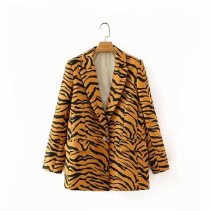 Nuovo stile <span class=keywords><strong>Blazer</strong></span> in abiti da <span class=keywords><strong>donna</strong></span> <span class=keywords><strong>a</strong></span> strisce di tigre cappotto <span class=keywords><strong>a</strong></span> bottone singolo per donne colore puro autunno <span class=keywords><strong>donna</strong></span> vestiti - Product Image 1