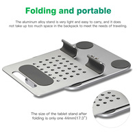 Support de tablette et de téléphone portable ergonomique pliable, réglable en hauteur, en aluminium, portable, réglable