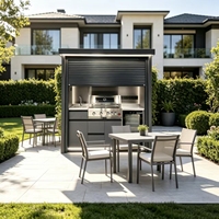 Système de cuisine extérieure de luxe haut de gamme en acier inoxydable 304 avec évier intégré, hotte de cuisine, cave à vin, anti-corrosion pour villa