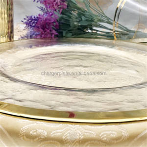 Platos de Cristal para Servir con Borde Metálico en Dorado/Plateado/Morado/Verde para Eventos, Bodas, Navidad - Product Image 4