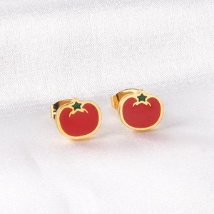 Pendientes de acero inoxidable con forma de <span class=keywords><strong>hamburguesa</strong></span> para niños, pendientes con broche para comida, verduras, <span class=keywords><strong>berenjena</strong></span>, calabaza, pan - Product Image 3
