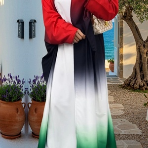 6750# Customize Color Modest Abaya Lucky Gradient Color Elegant Muslim Islamic <b>Kaftan</b> Women Popular Fashion Open Abaya - Product Image 2