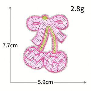 Factory Sale Kawaii Colorful Sequin Embroidery Iron on Cherry <b>Bow</b> Patch for Tshirt Bag Hat Decoration - Product Image 5