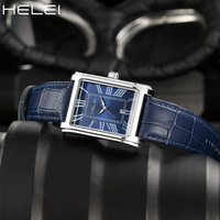 Montre à quartz décontractée pour homme HELEI 9015, cadran à chiffres romains, résistante à l'eau, lumineuse, bracelet en cuir