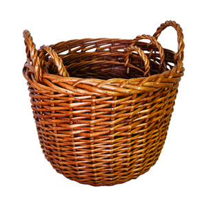 Panier à linge tressé artisanal en rotin, thème floral, origine Anhui, pour l'organisation domestique, avec poignées - Product Image 1