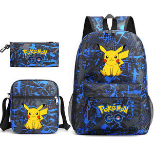Nouveau design dessin animé mignon Poke Mon <span class=keywords><strong>Pikachu</strong></span> <span class=keywords><strong>cartable</strong></span> enfants sac à dos sac à bandoulière haute capacité porte-crayon fournitures scolaires - Product Image 2