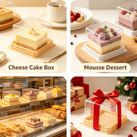 Boîtes à gâteaux en plastique de luxe, base dorée carrée, dôme haut, couvercle transparent, pour mousse, cheesecake, dessert, emballage cadeau